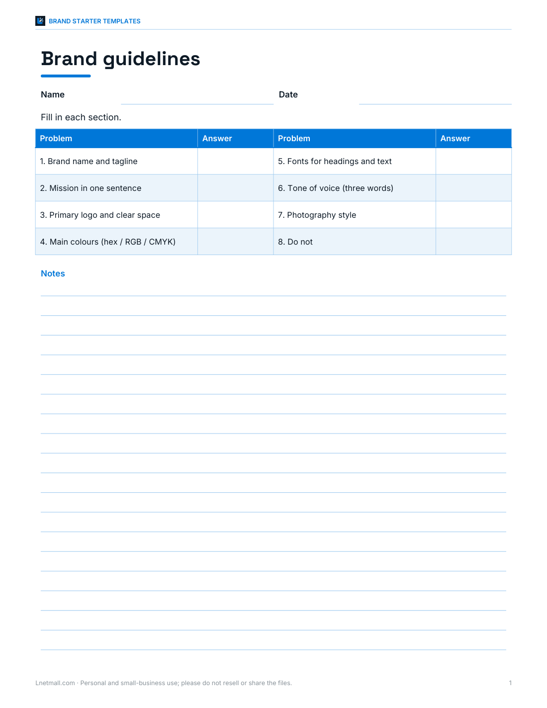 Preview of the first page of Brand guidelines (DOCX/PDF)