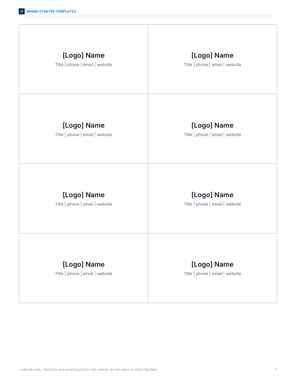 Preview of Printable Business Card Layout